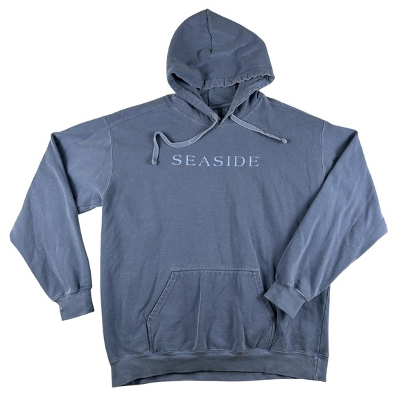 Comfort Colors Tops - Seaside Hoodie Sweatshirt Womens Large Blue Comfort Colors Beach Pullover